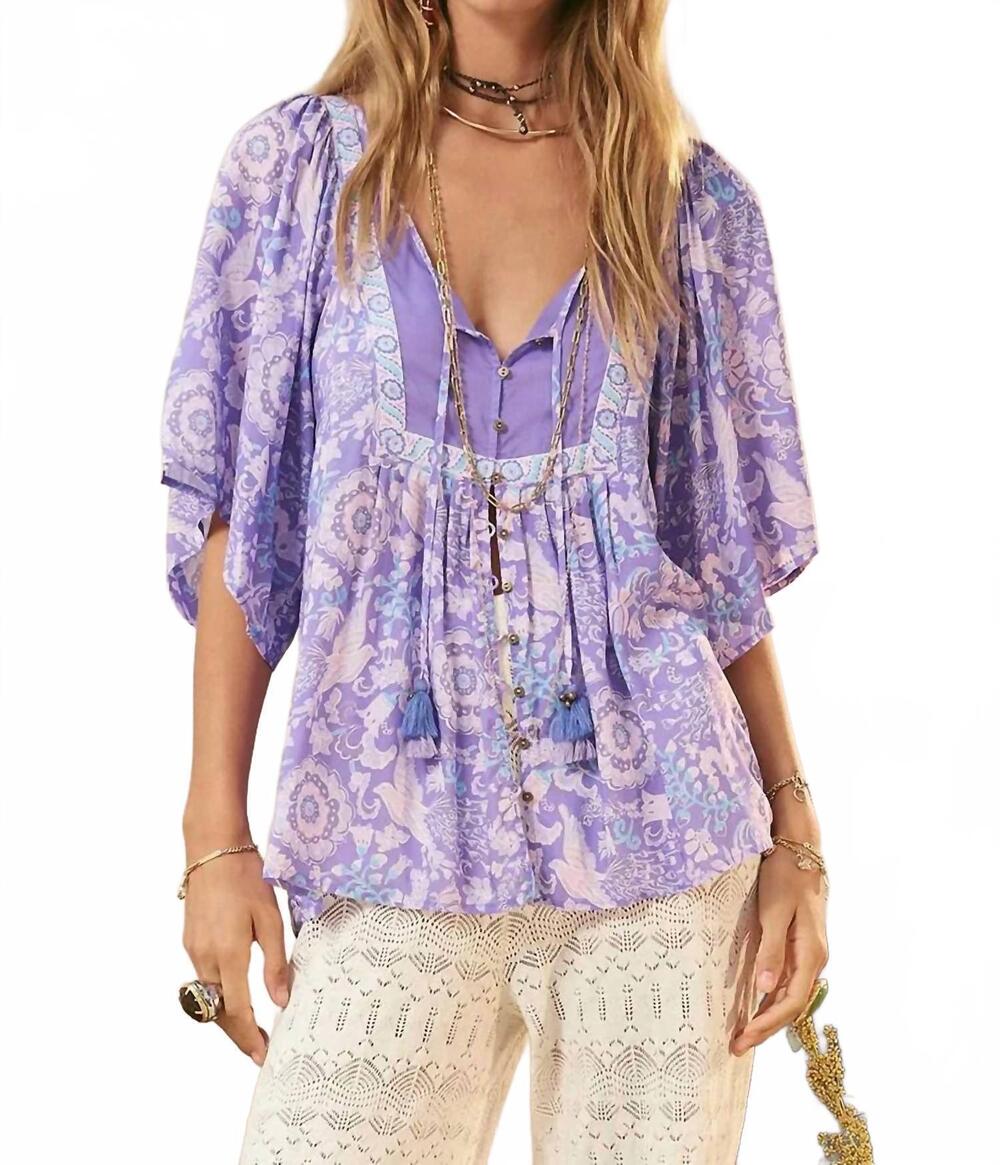 NEW SPELL sannah short sleeve blouse in lavender